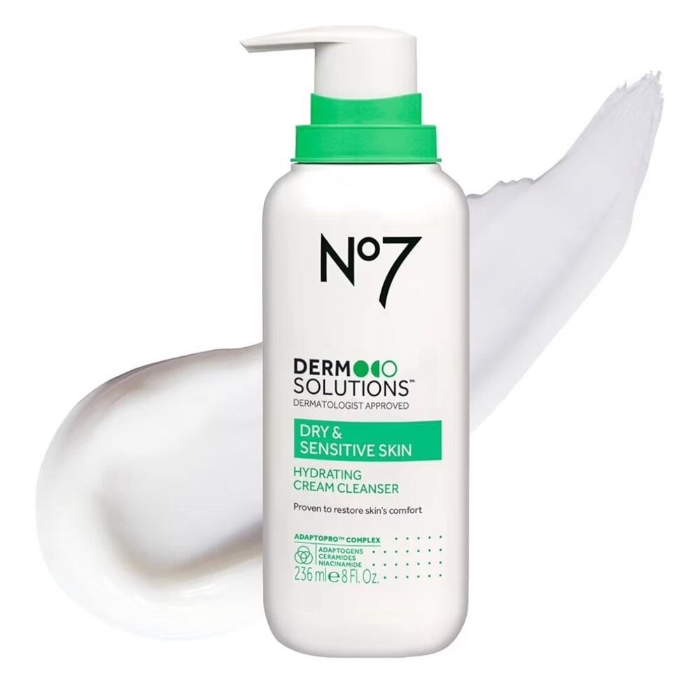 No7 Derm Solutions Hydrating Cream Facial Cleanser -Dry & Sensitive Skin-8 fl oz